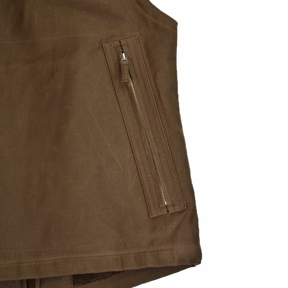 フリーホイーラーズ (FREEWHEELERS) -WINTER AVIATORS' VEST- 1930~1940s CIVILIAN MILITARY STYLE CLOTHING Original Jungle Cloth Paraffin Coating DARK RED BEIGE アヴィエイターズベスト アビエイターズベスト コットンベスト 内側ボアベスト ミリタリーベスト 2531006