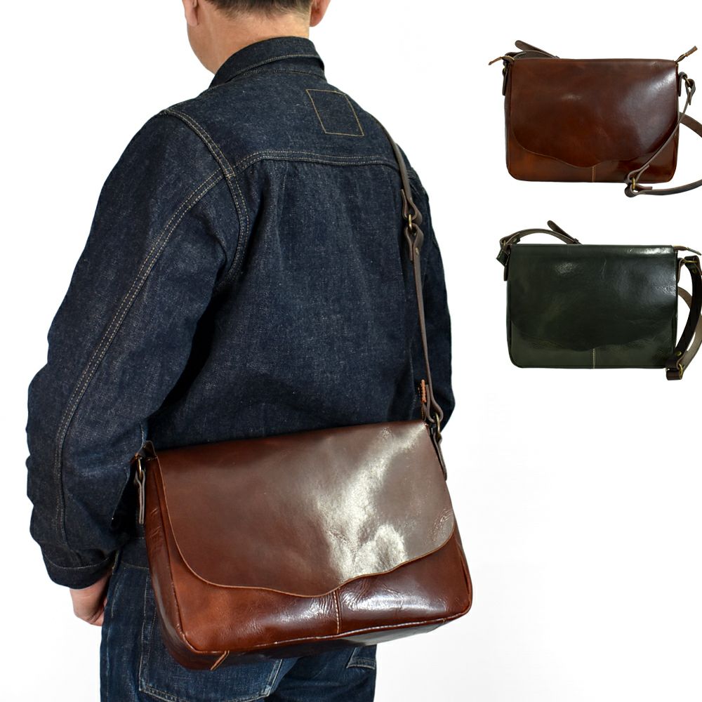 アインソフ (Ain Soph) 切りっぱなし 横型ショルダーバッグ 日本製 レザーショルダーバッグ 牛革 ASE1639-HWM