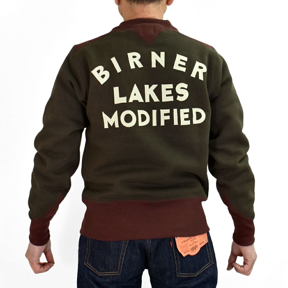 フリーホイーラーズ (FREEWHEELERS) -BIRNER LAKES MODIFIED- ATHLETIC SWEAT SHIRT LATE 1930s COMFORTABLE RIB KNIT TRIMMED SWEAT SHIRT Vintage Style Special Heavy Weight Fleece DARK OLIVE DRAB × OLD BROWN 長袖トレーナー スウェットシャツ 2534008