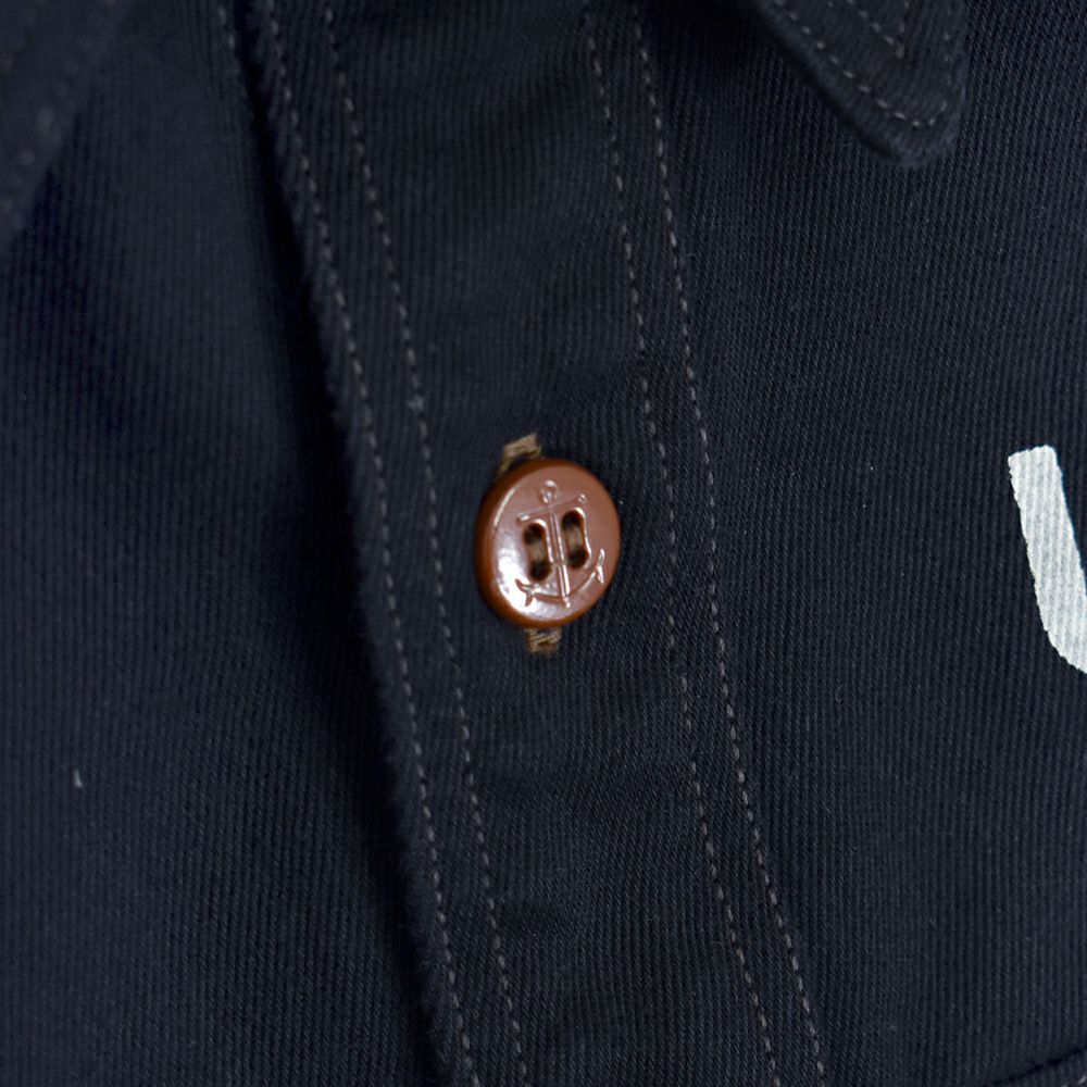 フリーホイーラーズ (FREEWHEELERS) -Jolly Rogers CV17- 1930s~1940s MILITARY CUSTOM SHIRT Original Cotton Hard Twist Kersey DARK NAVY 長袖ワークシャツ 2533004