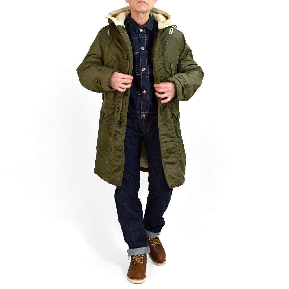 フリーホイーラーズ (FREEWHEELERS) - M-1949 - COAT AIR CREW HEAVY ATTACHED HOOD 1940~1950s CIVILIAN MILITARY STYLE CLOTHING Original Nylon 66 Twill KHAKI OLIVE ミリタリージャケット アウター コート 2531007
