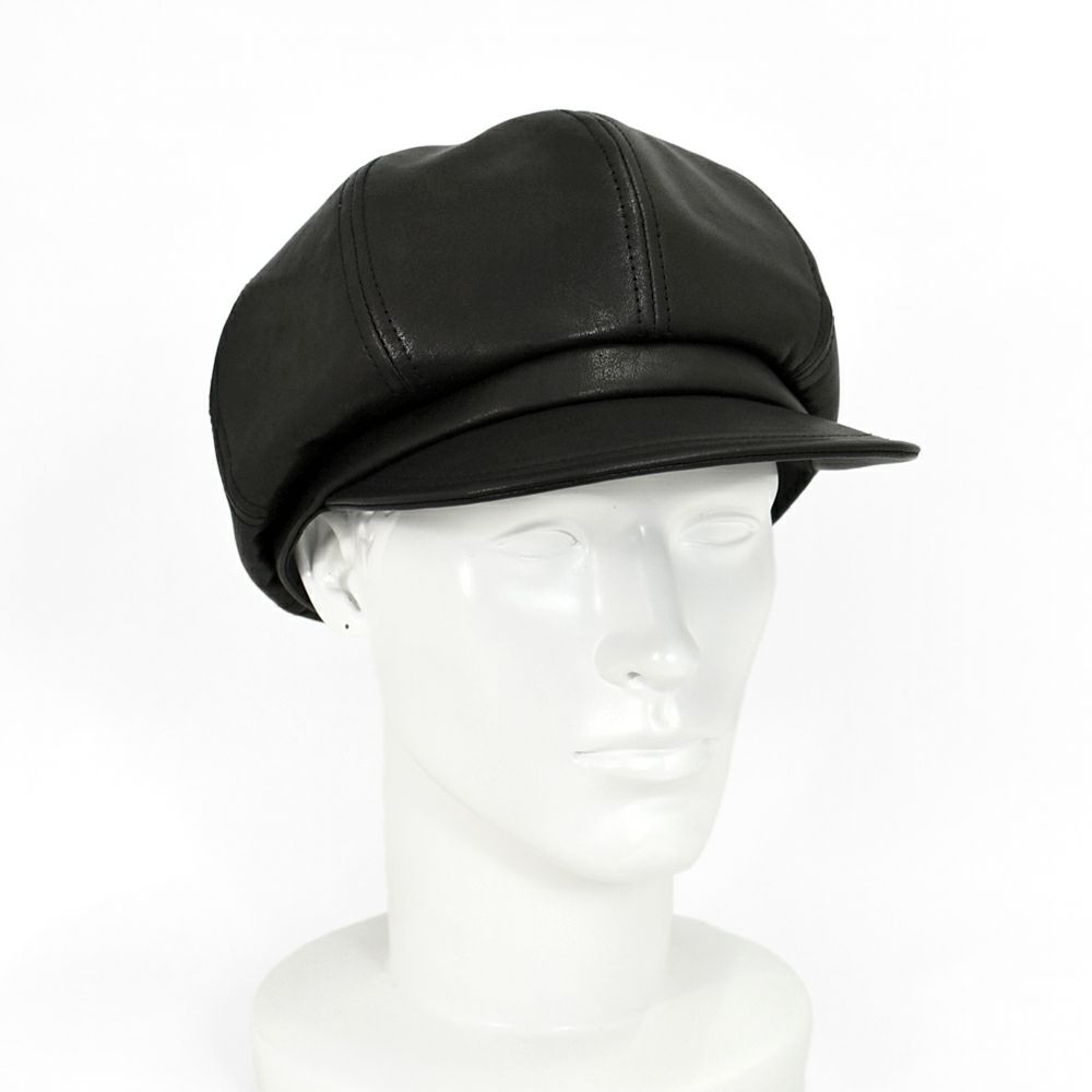 フリーホイーラーズ (FREEWHEELERS) -JAM BUSTER- 1910s~1920s STYLE CASQUETTE Adjustable Belt Inside Vintage Style Leather BLACK レザーキャスケット 帽子 2537004