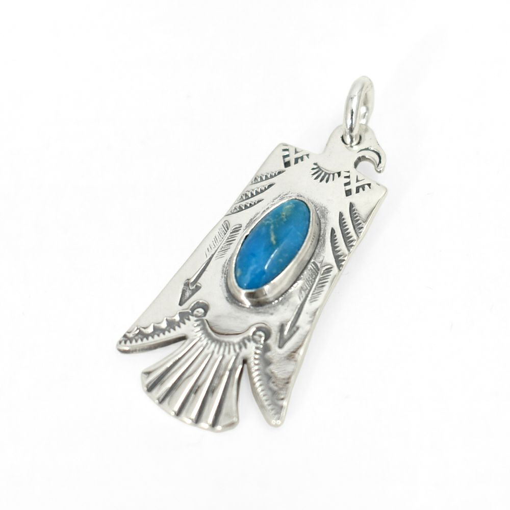 ラリースミス (LARRY SMITH) RESTING THUNDERBIRD PENDANT (ARROW,TURQUOISE) シルバーアクセサリー ペンダントトップ サンダーバード NL-0110