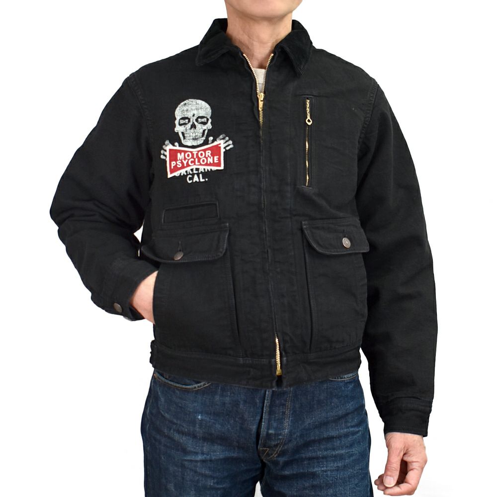 フリーホイーラーズ(FREEWHEELERS)-RISING FROM HELL- GARAGE WORKER JACKET 1950s STYLE WORK CLOTHING Vintage Style Yarn-Dyed 11oz Canvas YARN-DYED RUDE BLACK モーターサイクルジャッケット 2531019